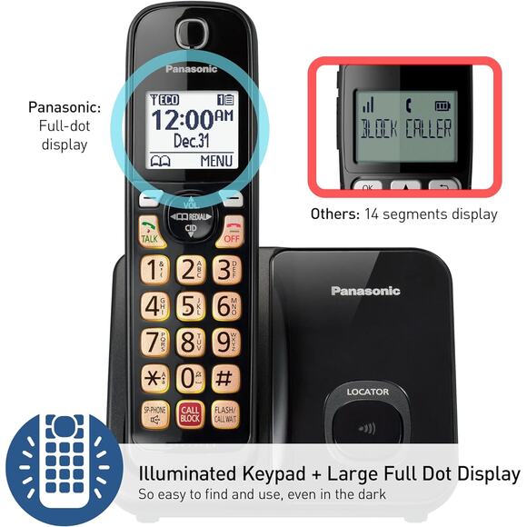 NEW Panasonic Cordless Phone Call Block, Bilingual Caller ID  KX-TGD813B - Picture 4 of 7